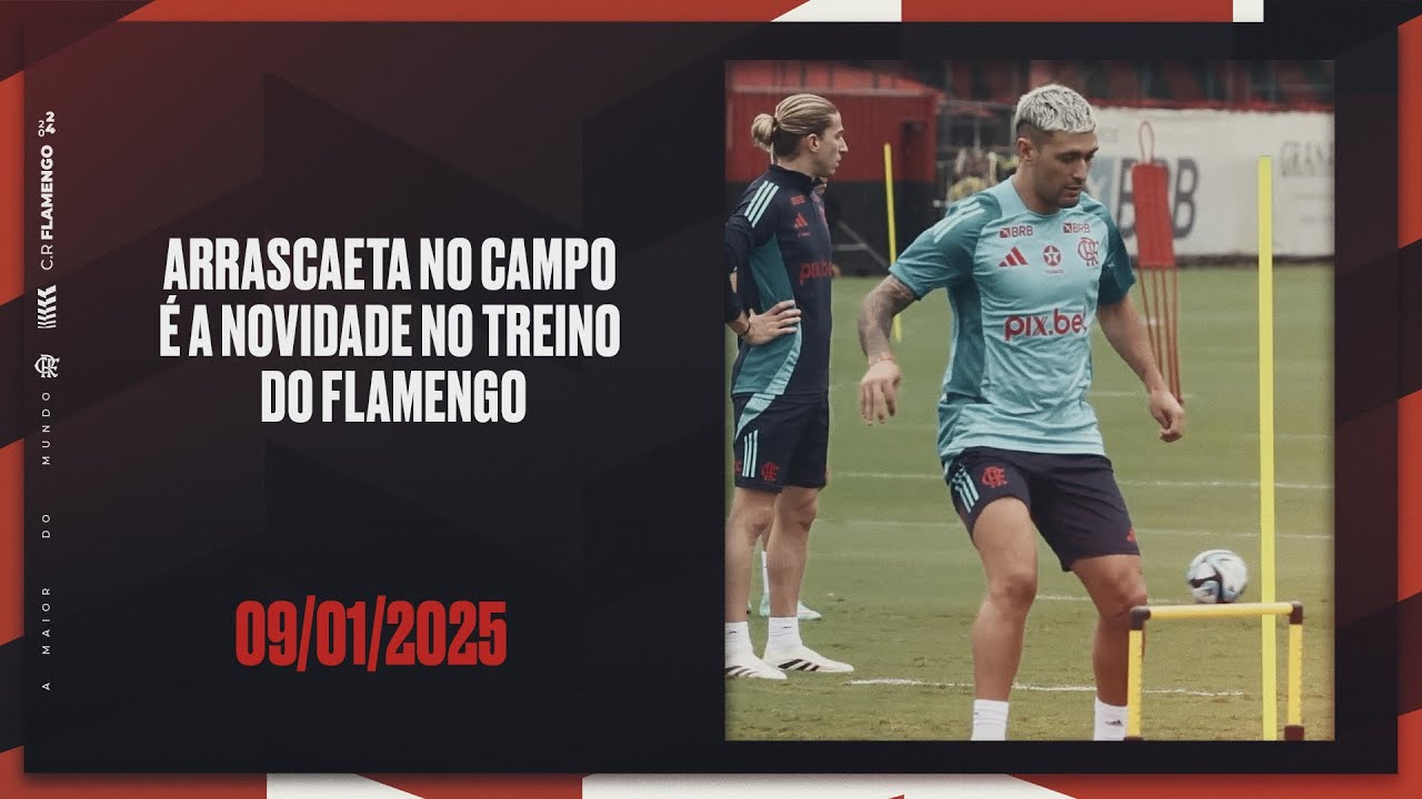 Arrascaeta no campo é a novidade no treino do Flamengo