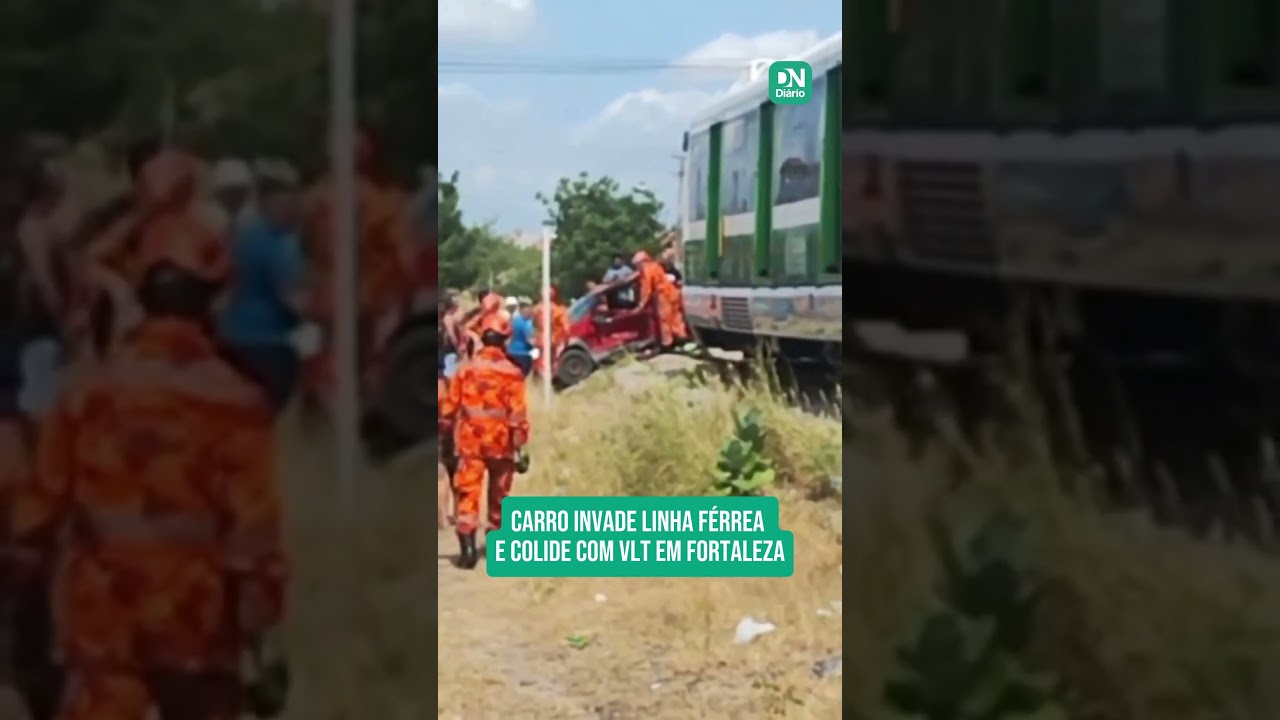 Imagem da notícia Carro invade linha férrea e colide com VLT em Fortaleza