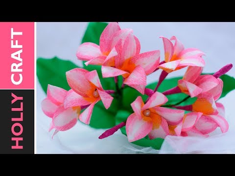 Paper Flower Making : Realistic looking plumeria out of cheap paper