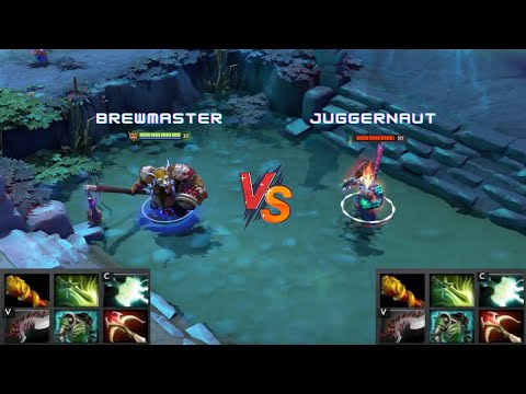 Dota 2 | Brewmaster vs Juggernaut lvl 30 | Normal Attacks Only | Same Items