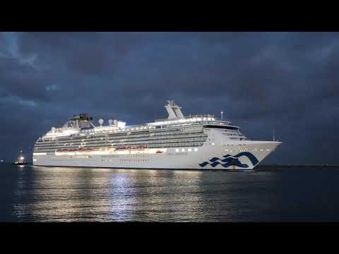 Thumbnail for Coral Princess cruise ship, from Princess Cruises, entering the channel with a tug, Outer Harbor