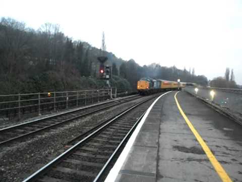 DRS Class 37 no: 9701-37604 @Bath Spa Working 1Q13 On The 9-02-2012 With Hellfire Trash.