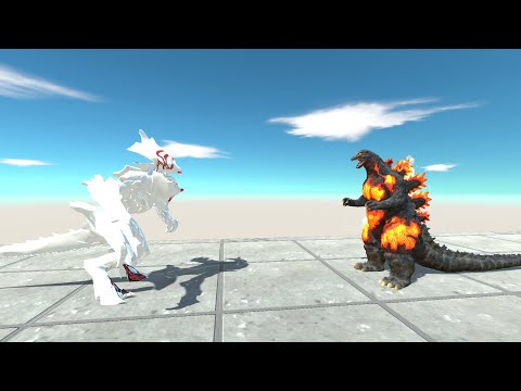 WHITE RAIJIN GODZILLA VS BURNING GOZILLA DEATH RUN - Animal Revolt Battle Simulator