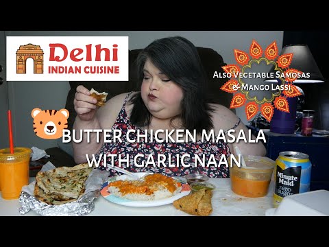 Delhi Indian Cuisine Butter Chicken Masala with Garlic Naan & Vegetable Samosas