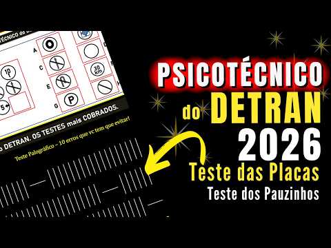 PSICOTECNICO do DETRAN 2026. AVALIAÇÃO PSICOLÓGICA DETRAN 2026. Teste de atenção. Exame psicológico.
