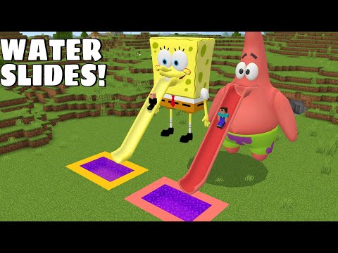 I found WATER SLIDES OF SPONGEBOB AND PATRICK in Minecraft - Gameplay - Coffin Meme