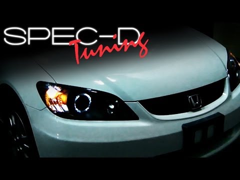 SPECDTUNING INSTALLATION VIDEO: 2004-2005 HONDA CIVIC HEAD LIGHTS / PROJECTOR HEAD LIGHTS