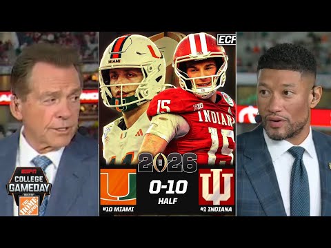 Alabama HC Nick Saban & Notre Dame HC Marcus Freeman on Indiana leads 10-0 over Miami at Halftime