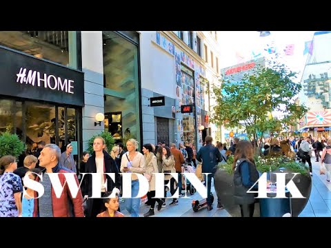 STOCKHOLM WALK 4K: Drottninggatan, busy Staurday