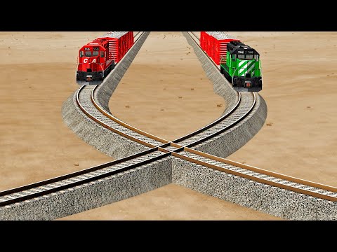 Trains vs Round Crossroad– BeamNG.Drive