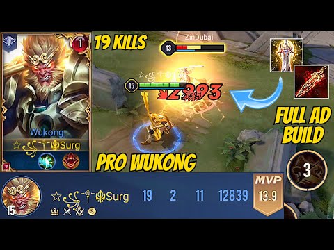 PRO WUKONG 19 KILLS | FULL CRIT ONE SHOT BUILD | TOP 1 | AOV | 傳說對決 | RoV | Liên Quân Mobile |