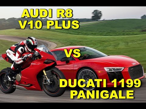 Ducati 1199 Panigale vs Audi R8 V10 Plus-Drag Test Compare