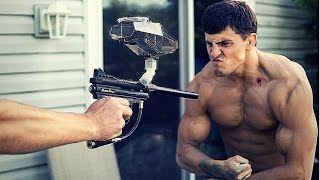 BODYBUILDER VS PAINTBALL GUNS | Challenge Gone Wrong BLOOD | Paintball Fails | Slow Motion Paintball