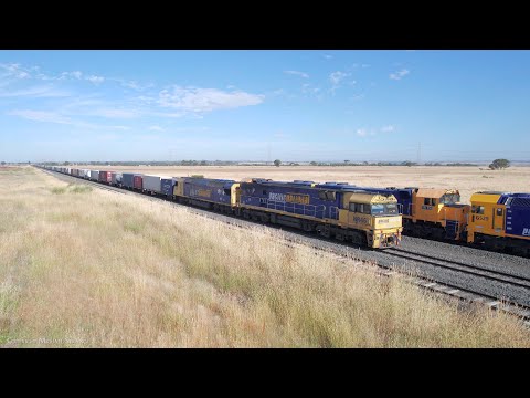 2AM5 Pacific National Container Train Passes Grain Train (17/1/2023) - PoathTV Australian Railways