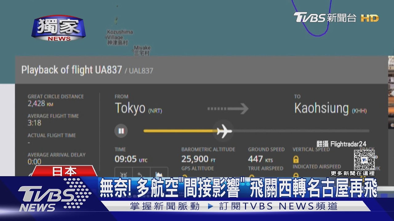 聯合航空1天2班機出包 UA837飛高雄折返成田
