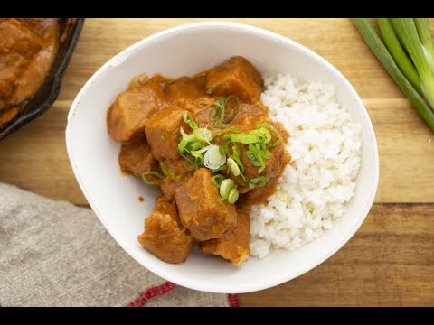 Tempeh with spicy peanut sauce I The Buddhist Chef