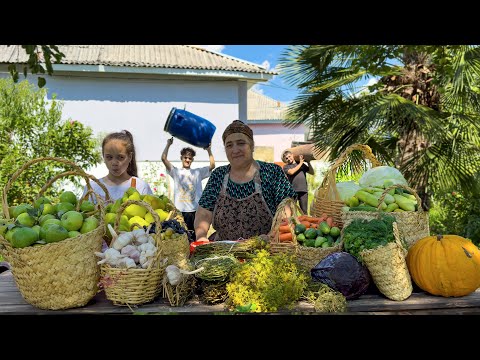 GRANDMA COOKING A RUSTIC DISH IN THE VILLAGE! AZERBAIJAN VILLAGE FOOD! RELAXING COUNTRYSIDE LIVING