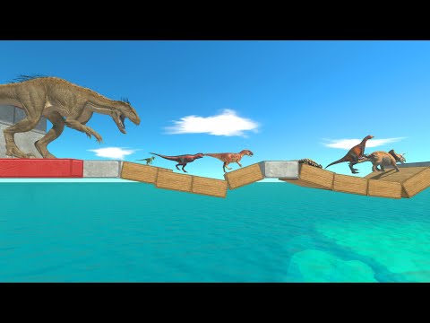 Running Competition on Unstable Bridge - Herbivore Dinosaurs vs Carnivore Dinosaurs - ARS