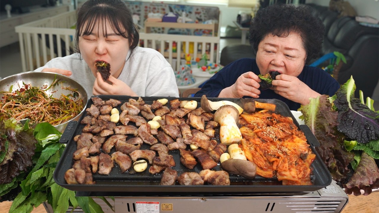 삼겹살, 목살, 가브리살 돼지 모듬구이 먹방 디저트는 볶음밥😋MUKBANG