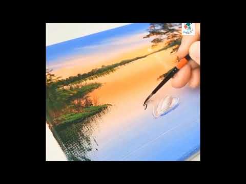 sunrise acrylic painting tutorial || acrylic painting techniques for beginners