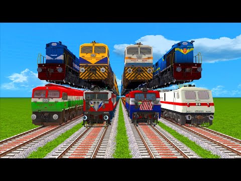 8 DIFFERENT TRAINS CROSSING ON TOP OF THE OTHER TRAIN CROSSING | DIFFERENT RAILROAD TRACK #10