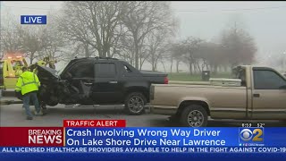 Crash Involving Wrong-Way Driver On Lake Shore Drive Near Lawrence