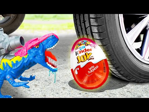 Oh OMG !! Crushing T-Rex Dinosaur, Spongebob x Eggs 🚜 Crushing Crunchy & Soft Things By Car