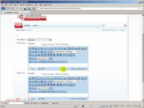 DotNetNuke Tutorial, Getting to know the FAQ module - Video #68