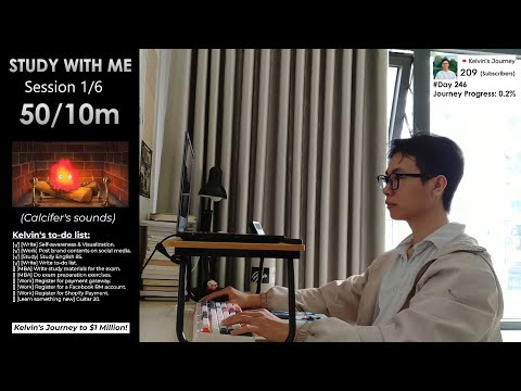 #Day246 Study with me |🍅 6 hours live pomodoro 50/10m🔥 Kelvin's Journey to $1Million💰