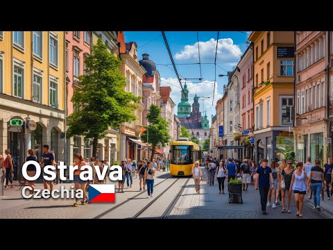 Ostrava walk 4K60fps city center - Masaryk Square - Stodolni Street - Forum