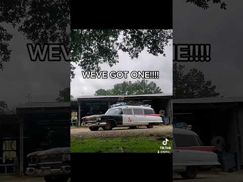 ECTO-1 replica leaving barn, lights and siren blaring!!!             #ghostbusters #classiccar