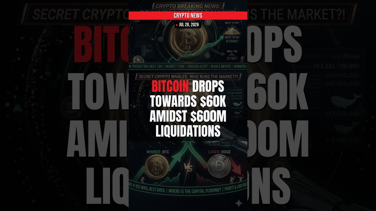 BREAKING: Bitcoin Drops Towards $60K Amidst $600M Liquidatio — Crypto News Jul 28, 2026