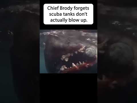 Chief Brody forgets scuba tanks don't actually blow up #shorts #jaws #sharks