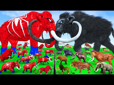 Prehistoric Mammoth vs Spidey Mammoth Size Comparison Epic Battle Animal Revolt Battle Simulator