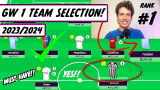 ENGLISH FPL 2023/24 GW1 TEAM SELECTION! | Fantasy Premier League New Season Team Selection
