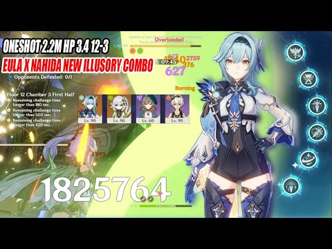 Eula x Nahida New Illusory Combo Oneshot 2.2M HP 3.4 12-3 : 14s Clear - Eula Rerun When?