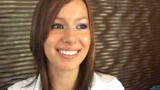 hot teen brunette hostess in tight black skirt