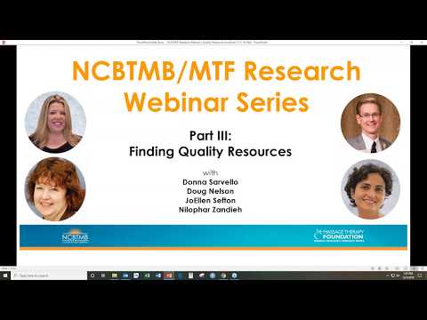 NCBTMB/MTF Free Research Webinar Series: Part III: How to Find Quality Resources