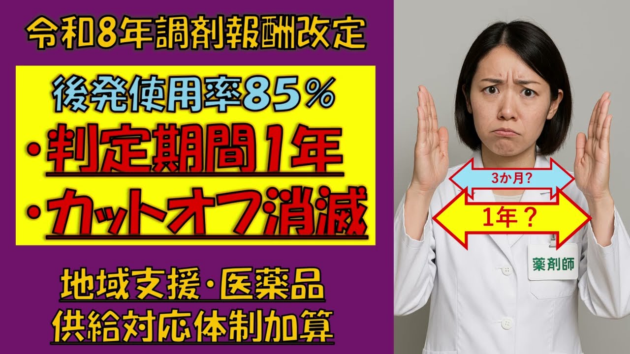 【地域加算】後発判定期間１年へ拡大、カットオフ値消滅