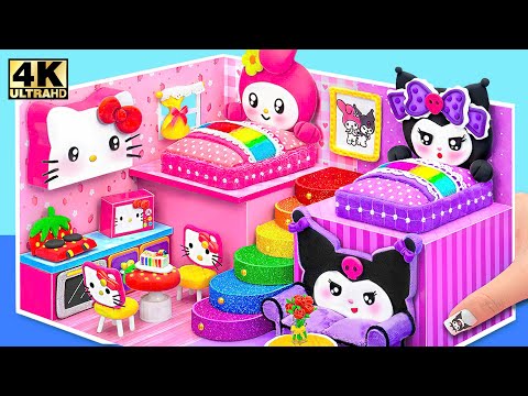 Build Hello Kitty House with Cute My Melody 2 Bedroom, Purple Room for Kuromi ❤️ DIY Miniature House