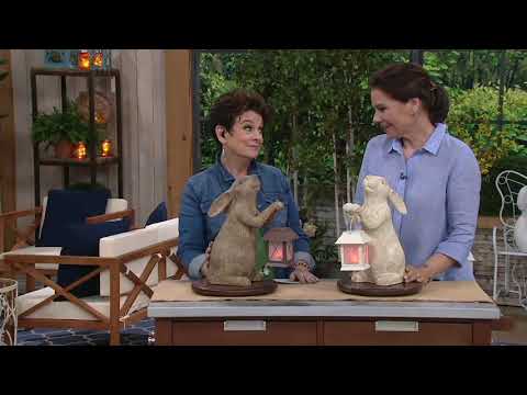 Indoor/Outdoor 15" Bunny with Illuminated Lantern by Valerie on QVC