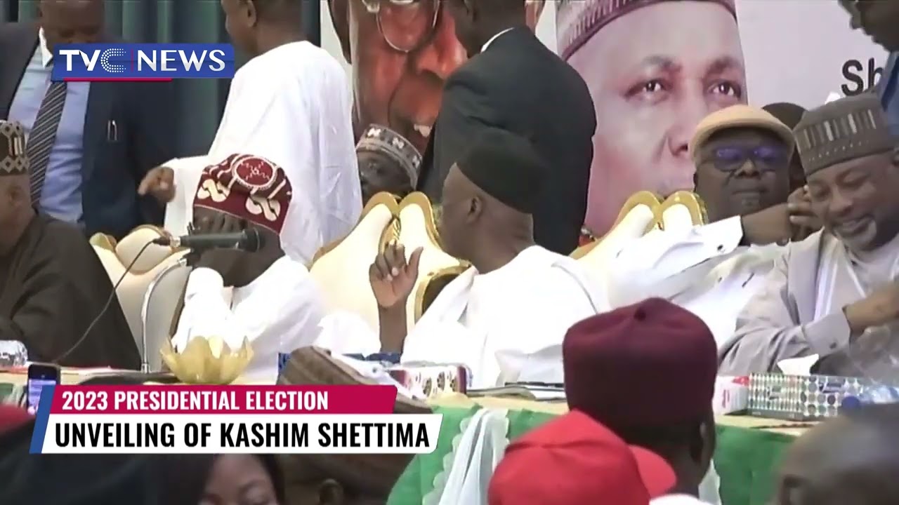 (VIDEO) Tinubu Officially Unveils Kashim Shettima As Running Mate