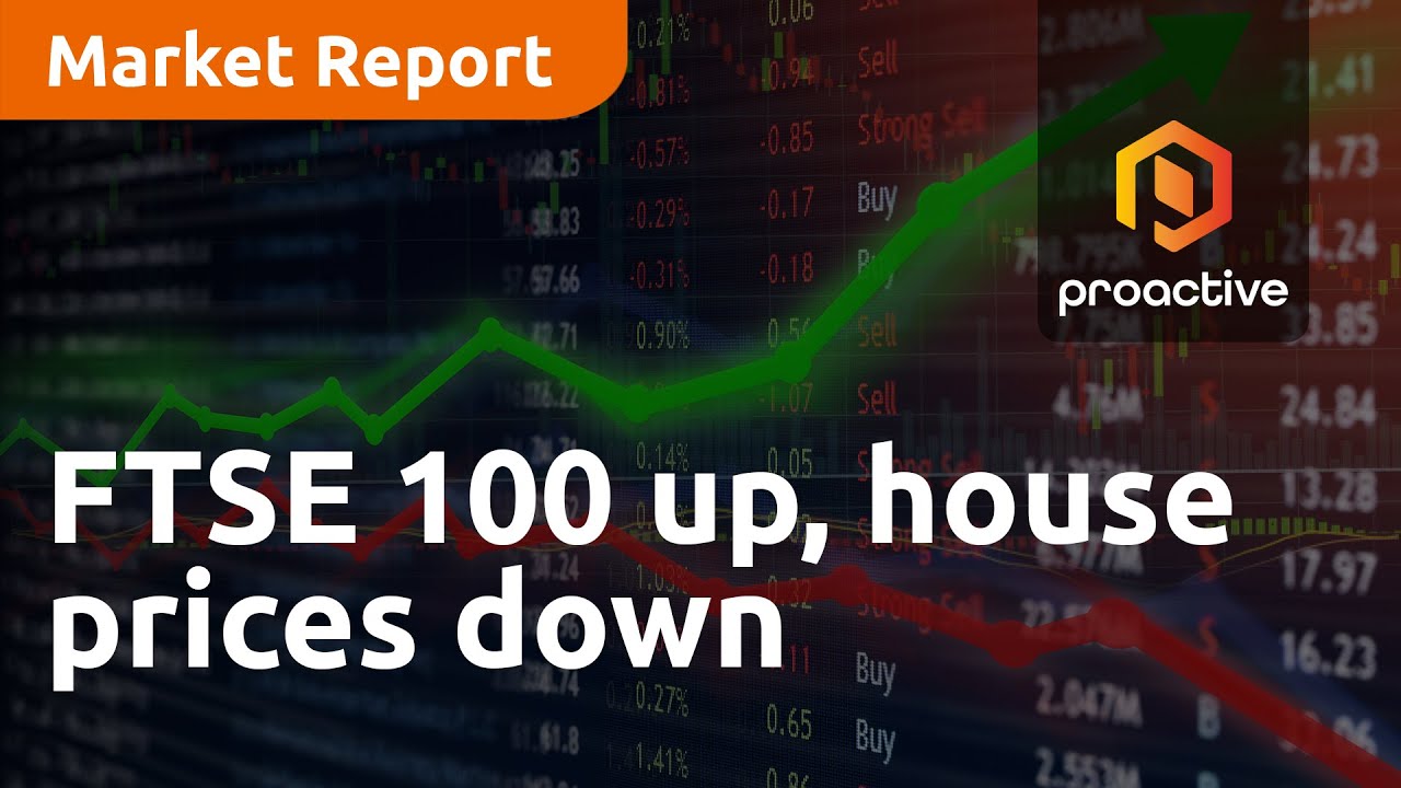 FTSE 100 up, house prices down - Market Report