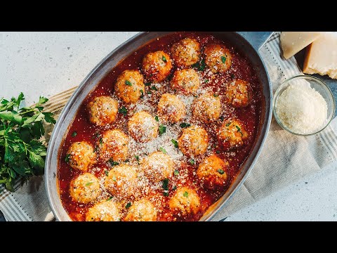Ground Chicken Meatballs Recipe Pairs Perfectly with Spaghetti & Tomato Sauce