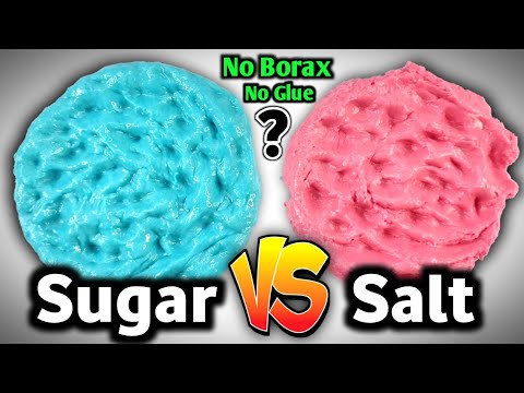 SUGAR SLIME VS SALT SLIME👅🎧 How to make Slime with Sugar, Flour and Salt (No Glue No Borax)