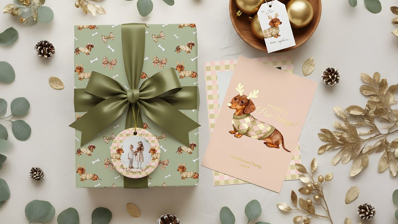Dach the Halls: Cute Watercolor Dachshund Christmas Cards, Ornaments & Gifts #zazzlemade