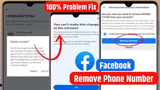How to Remove Phone Number from Facebook You Can't Change at the moment | Facebook Delete Number