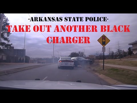 Black Dodge Charger taken out with PIT Maneuver by Arkansas State Police - HIGH SPEED PURSUIT #chase