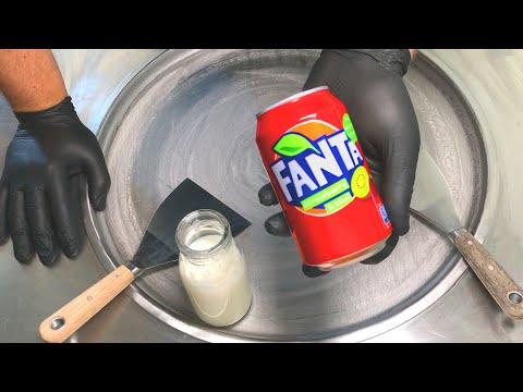 Fanta Ice Cream Rolls | how to make Fanta Strawberry Kiwi Ice Cream - rolled Ice Cream Recipe | ASMR