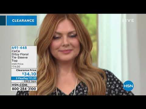 CeCe Ditsy Floral TieSleeve Top